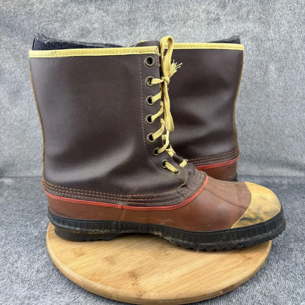 Vintage Sorel Boots Mens Size 11 Brown Leather Steel Toe Waterproof Canada 70s